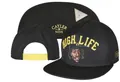 Black snapback hat with celebrity caricature and yellow High Life embroidery detail - Style-74 / Adjustable