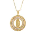 Detailed close-up shot of Virgin Mary relief pendant with shell inlay and crystals - Pendant Only (Without Chain)(1870) / 24