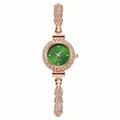 Elegante roségoldene Quarzuhr für Damen mit grünem Zifferblatt und Strassarmband - Roségoldenes Armband Grünes Zifferblatt