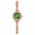 Elegant rose gold women's quartz watch featuring a green dial and rhinestone bracelet - Rose Gold Strap Green Dial