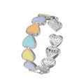 Anello a cuore argento regolabile con intarsio in smalto colorato in tonalità pastello macaron - Aperto Regolabile / Bianco K Multicolore