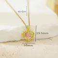 Collana con ciondolo a cuore dorato, pietra rosa e catena regolabile da 40+5 cm - Stile Cuore Stellato (Stile B) / Oro