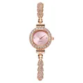 Elegant rose gold quartz watch for women with rhinestone bracelet - Rose Gold Pink Dial
