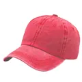Berretto da baseball classico in cotone lavato rosso con cinturino regolabile e visiera - Regolabile / Rosa Rosso