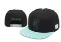 Stylish black and teal flat-brim snapback cap with embroidered diamond hand logo - Style - 55 / Adjustable