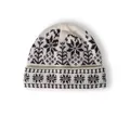 Elegante gorro de punto con patrón jacquard crema para calidez y comodidad en invierno - Blanco Roto