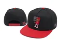 Black and red flat brim snapback cap featuring a cartoon hip-hop character embroidery detail - Style - 61 / Adjustable