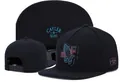 Classic black flat brim snapback cap featuring blue and pink embroidered praying hands motif - Style-102 / Adjustable