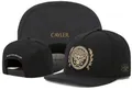 Black flat brim snapback hat with gold embroidered skull and laurel wreath design - Style-104 / Adjustable