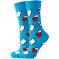 Vibrant blue crew socks featuring a colorful popsicle pattern and pixel art design - Sizes 36 To 43 / Blue Popsicle