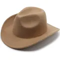 Klassieke kamelenwol vilt cowboyhoed met gebogen rand voor mannen en vrouwen - Eén Maat (57-58cm) / Eenvoudige Stijl / camel
