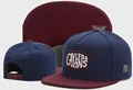 Two-tone navy blue and burgundy flat brim snapback cap with embroidered patch detail - Style-86 / Adjustable