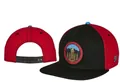 Adjustable two-tone red and black flat brim snapback cap with mountain graphic patch - Style - 79 / Adjustable