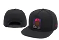 Stylish black flat brim snapback hat featuring a unique graphic portrait patch detail - Style 78 / Adjustable