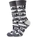 Cute raccoon pattern striped crew socks in gray and white for men and women unisex - Sizes 36 To 43 / Grey Raccoon