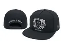 Black flat-brim snapback hat with white embroidery and adjustable strap - Style 77 / Adjustable