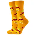 Vibrant orange crew socks featuring fun cartoon pineapple pattern with heart sunglasses - Sizes 36 To 43 / Summer Pineapple