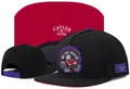 Black American style flat-brimmed snapback hat featuring embroidered cartoon patch detail - Style-93 / Adjustable