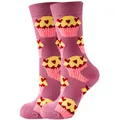 Crew socks featuring cute pink cupcake patterns with heart details for women and men - Sizes 36 To 43 / Cupcake