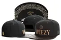 Premium black snapback hat featuring gold WEEZY embroidery and Greek key pattern brim - Style-35 / Adjustable