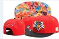 Vibrant red snapback hat featuring GOOD MOODS 3D embroidery and a colorful cereal brim - Style-129 / Adjustable