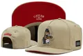 Trendy khaki flat brim snapback cap featuring a stylish Garfield character embroidery patch - Style-117 / Adjustable