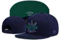 Stylish navy blue flat brim adjustable cap featuring KUSH embroidery and green under-brim - Style-149 / Adjustable