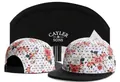 Fashionable white flat brim cap with floral and polka dot pattern and black brim - Style - 183 / Adjustable