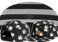 Stylish black five-panel camper hat featuring white leaf print and Cayler & Sons logo patch - Style - 180 / Adjustable