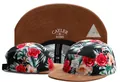 Stylish floral print snapback hat with brown suede flat brim and rose pattern design - Style - 188 / Adjustable