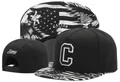 Classic black snapback cap with white C embroidery and American flag pattern brim - Style - 179 / Adjustable