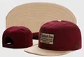 Stylish wine red flat brim snapback cap with Cayler & Sons embroidered patch and tan brim - Style - 167 / Adjustable