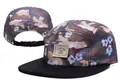 Camo floral 5-panel flat brim baseball cap with black bill and adjustable back strap - Style - 186 / Adjustable