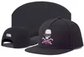 Classic black flat brim snapback cap with detailed skull embroidery and streetwear slogan - Style 1 / Adjustable