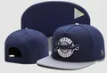 Navy and grey snapback hat with Barber Brooklyn embroidery and skull badge - Style 12 / Adjustable