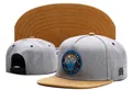 Stylish grey and tan snapback cap featuring a mountain patch and adjustable flat brim - Style 14 / Adjustable