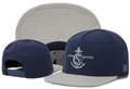 Navy blue and grey flat brim adjustable snapback hat with embroidered anchor logo - Style 17 / Adjustable