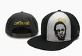 Stylish black and white flat brim snapback hat featuring Kendrick Lamar portrait print - Style 19 / Adjustable