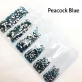 Assortiment de strass à dos plat bleu paon pour le nail art professionnel et la décoration DIY - SS4-SS12 (Environ 1728 Pièces/Paquet) / Bleu sarcelle