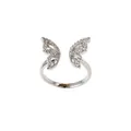 Anillo abierto de mariposa hueca vintage plateado con circonitas - Plateado
