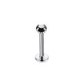 Roestvrijstalen labret piercing staafje met een zwarte ronde zirkonsteen zetting - Zilver Zwart / 12 X 8 X 35 Mm