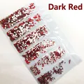 Strass rouges à dos plat de tailles variées pour la décoration d'ongles professionnelle - SS4-SS12 (Environ 1728 Pièces/Paquet) / Rouge