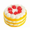 Délicieux jouet squishy gâteau à la fraise à montée lente aux couches jaune et blanc - Gâteau aux fraises / Jaune