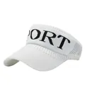 Weiße gestrickte Sport-Sonnenblende mit schwarzem SPORT-Schriftzug für Damen und Herren - Weiß