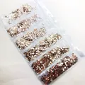 Strass à fond plat de couleur champagne dans un emballage multi-grilles pour le nail art - SS4-SS12 (Environ 1728 Pièces/Paquet) / Champagne