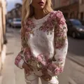 Eleganter weißer schwerer Strickpullover mit aufwendiger 3D-Rosenstickerei - JSTGI-5347724 / S