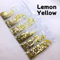 Strass à dos plat jaune citron pour la décoration d'ongles DIY en sachet - SS4-SS12 (Environ 1728 Pièces/Paquet) / Jaune Citron
