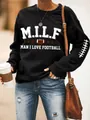 Schwarzes Damen-Sweatshirt mit Man I Love Football-Aufdruck, lässiges Oberteil - JSTGI-5347730 / S