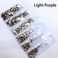 Strass à dos plat violet clair de qualité pour nail art DIY dans un plateau de rangement - SS4-SS12 (Environ 1728 Pièces/Paquet) / Violet Clair