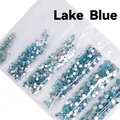Strass à dos plat bleu lac de haute qualité pour la décoration de nail art DIY créative - SS4-SS12 (Environ 1728 Pièces/Paquet) / Bleu lac